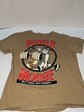 Tom And Jerry Power Mouse Graphic T-Shirt Boys Large 3D Red Letter Design